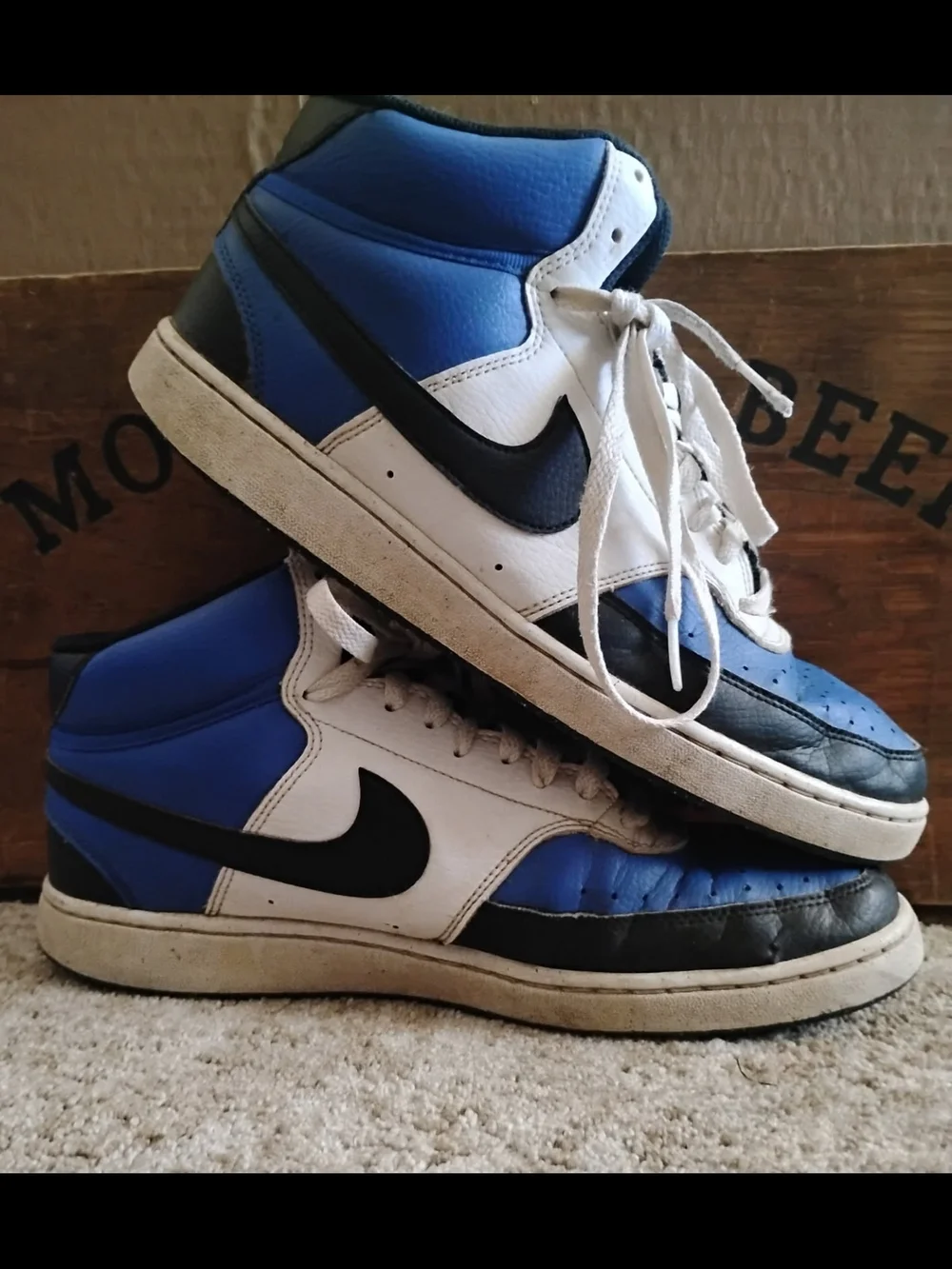 Nike Men’s High-Top Sneakers - White, Blue, Black
